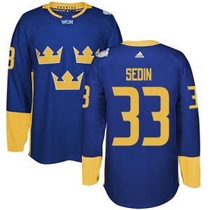 Herren Team Schweden #33 Henrik Sedin Authentic Königsblau Auswärts 2016 World Cup